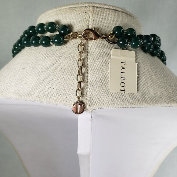 Vintage Talbots Green Bead Rhinestone Ball Two Strand 26" Necklace NWT - Picture 13 of 15